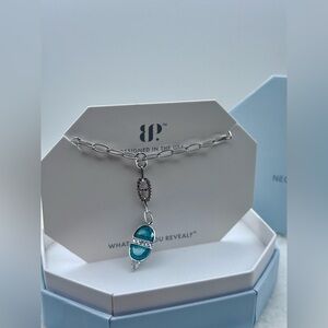 NIB Bomb Party OG Necklace “Heavenly Intervention” NK56230 Aqua Blue Ice Crystal